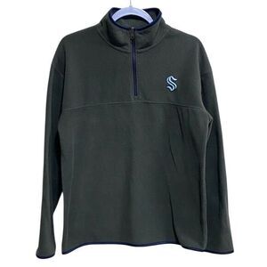 Seattle Kraken NHL Quarter-Zip‎ Fleece Pullover Gray Blue Trim Size M 8/10